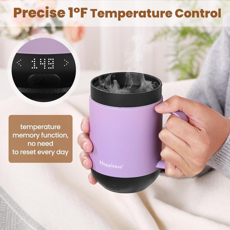 HAPPINESS Smart Heated Coffee Mug,16oz Rechargeable Electric Self Heating Temperature Control Coffee Cup - Image 2